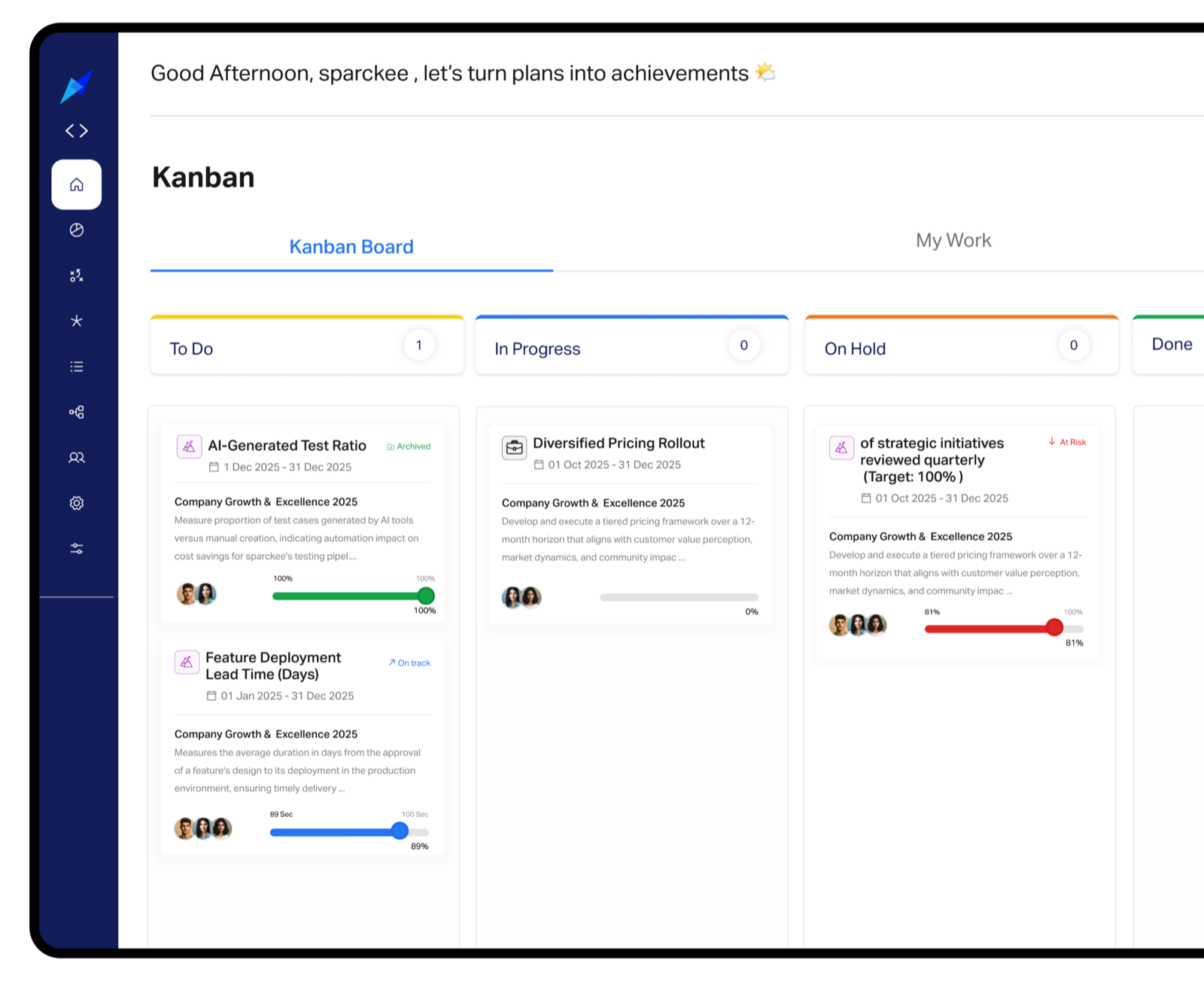 Compazz Kanban board for initiatives